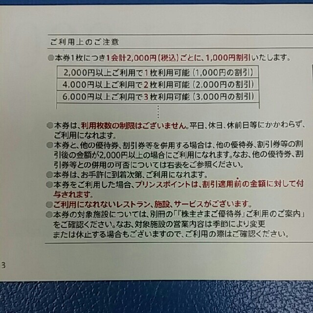 Prince(プリンス)の即日発送対応可能※条件あり🔷４枚🔷西武株主さま共通割引券 チケットの優待券/割引券(その他)の商品写真