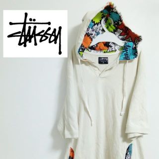 ステューシー(STUSSY)のstussy　ステューシー　半袖パーカー　パーカー　スエット　ベージュ(パーカー)