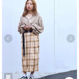 ダブルクローゼット(w closet)のw closet チェックスカート （ベルト付き）(ひざ丈スカート)