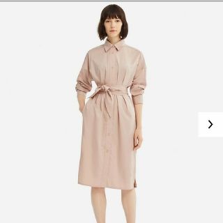 ユニクロ(UNIQLO)の【最終値下げ】コットンサテンシャツワンピース(ひざ丈ワンピース)