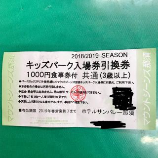 マウントジーンズ キッズパーク入場券引換券 1000円食事券付き(スキー場)