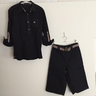 バーバリーブルーレーベル(BURBERRY BLUE LABEL)のバーバリー 150A  上下セット （カットソーシャツ／ベルト付きパンツ）(その他)