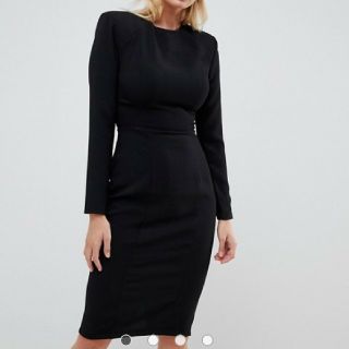 エイソス(asos)の＊ASOS UK6 フォーマルにも☆ブラックワンピース(ひざ丈ワンピース)