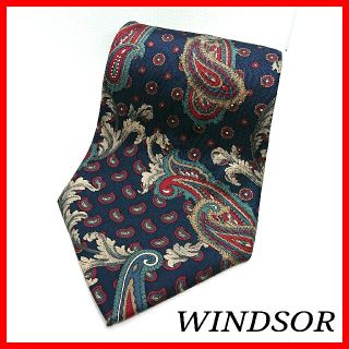 ☆美品☆特価！WINDSOR ネクタイ ペイズリー柄 メンズ 紳士 ネイビー(ネクタイ)