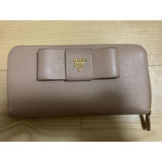 プラダ(PRADA)のPRADA プラダ サフィアーノ レザー リボン 財布 長財布 ベージュ カメオ(財布)