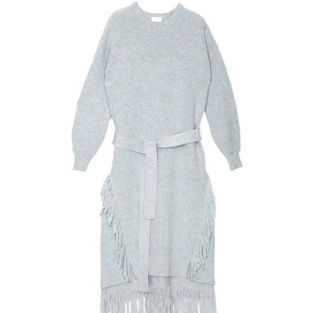 Ameri VINTAGE(アメリヴィンテージ)のお値下げ中♡OVER FRINGE KNIT DRESS レディースのワンピース(ロングワンピース/マキシワンピース)の商品写真