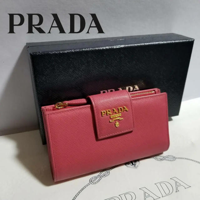 PRADA(プラダ)の新型♦本物鑑定済♦プラダ サフィアーノ 二つ折り コンパクト ペオニア 財布 レディースのファッション小物(財布)の商品写真