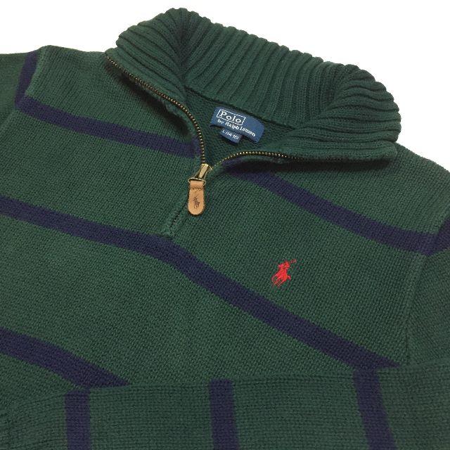 POLO RALPH LAUREN(ポロラルフローレン)の良品　ラルフローレン　ボーダー　コットンニット　ハーフジップ　レディース レディースのトップス(ニット/セーター)の商品写真