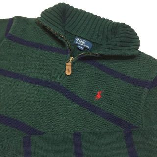 ポロラルフローレン(POLO RALPH LAUREN)の良品　ラルフローレン　ボーダー　コットンニット　ハーフジップ　レディース(ニット/セーター)