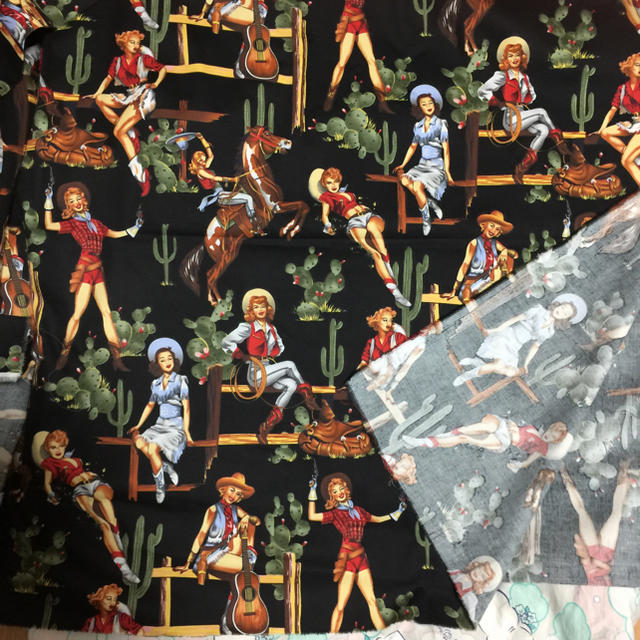 広幅146cm x100 カウガール アメリカ 西部劇 生地 ハギレ ハンドメイドの素材/材料(生地/糸)の商品写真