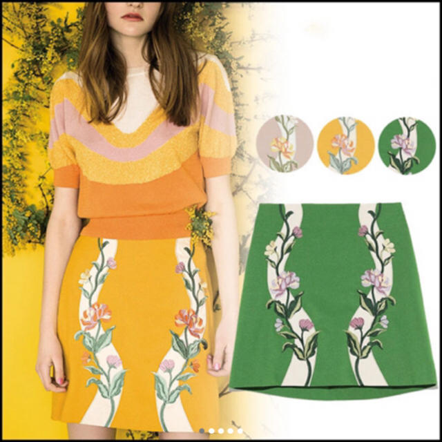 Lily Brown(リリーブラウン)のリリーブラウン 刺繍 台形スカート レディースのスカート(ミニスカート)の商品写真