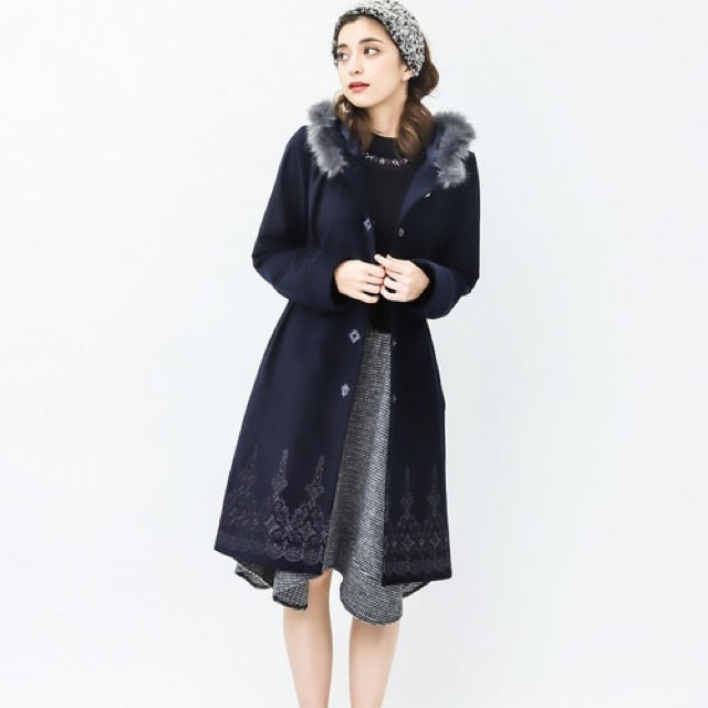 axes femme(アクシーズファム)のフード付きロングコート レディースのジャケット/アウター(ロングコート)の商品写真