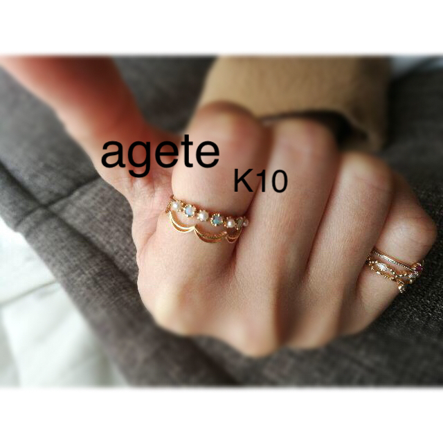 agete - agete オパール・パールハーフエタニティリング K10の通販 by