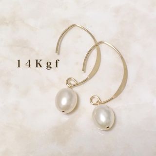 14Kgf/K14gf淡水パールマーキスピアス ノジェス.AHKAH.agete(ピアス)