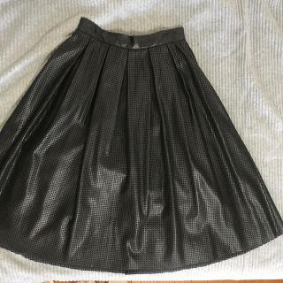 ザラ(ZARA)のZARA フェイクレザー スカート Ｓ ブラック(ひざ丈スカート)