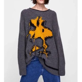 ザラ(ZARA)のザラ オーバーサイズ ウッドストック セーター リブ ニット ワンピ ブーツ(ニット/セーター)