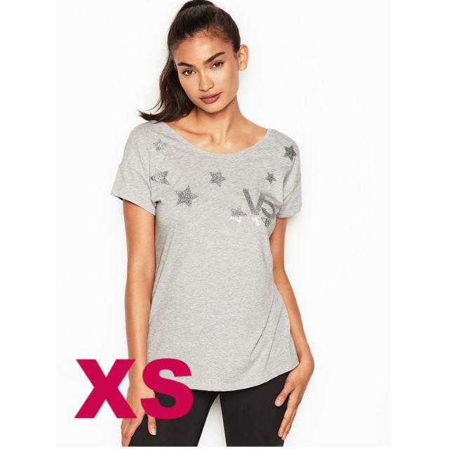 Victoria's Secret(ヴィクトリアズシークレット)のヴィクトリアシークレット スクープ ネックバックTシャツ Silver XS スポーツ/アウトドアのトレーニング/エクササイズ(ヨガ)の商品写真