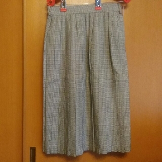 【日本製】千鳥格子プリーツスカート丈71cm L(ひざ丈スカート)