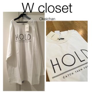 ダブルクローゼット(w closet)の今季19春新作☆ロゴ入りチュニック丈ロンT オフシロ(Tシャツ(長袖/七分))