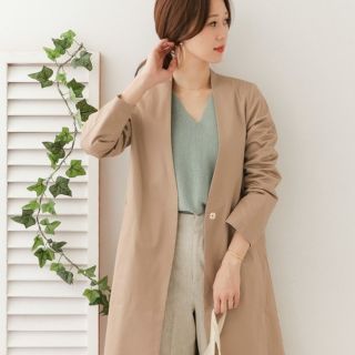 アーバンリサーチドアーズ(URBAN RESEARCH DOORS)の新品　アーバンリサーチドアーズ　コットンノーカラーコート　BEIGE(ロングコート)