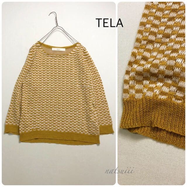 TELA . 麻100% チェック リネン プルオーバー 春ニット