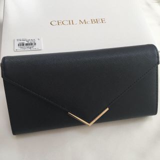 セシルマクビー(CECIL McBEE)の新品 セシルマクビー V金具 長財布 ウォレット ブラック 黒(財布)