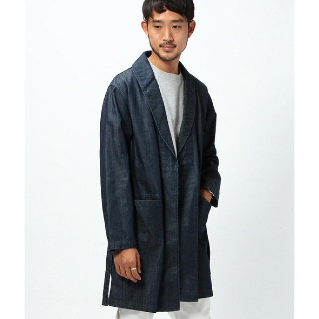 BEAMS(ビームス)の値下可【極美品】BEAMS ビームス インディゴコットンガウンL濃紺 メンズのジャケット/アウター(トレンチコート)の商品写真