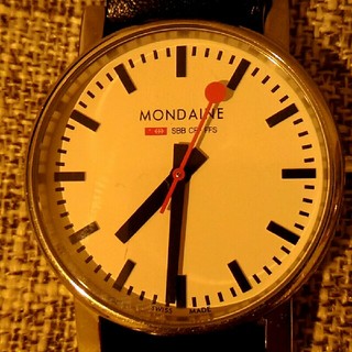 モンディーン(MONDAINE)のMONDAINE　腕時計　メンズ　ブラック(腕時計(アナログ))