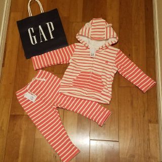 ベビーギャップ(babyGAP)の80 クマ耳つきパーカー&パンツ　ボーダー(トレーナー)