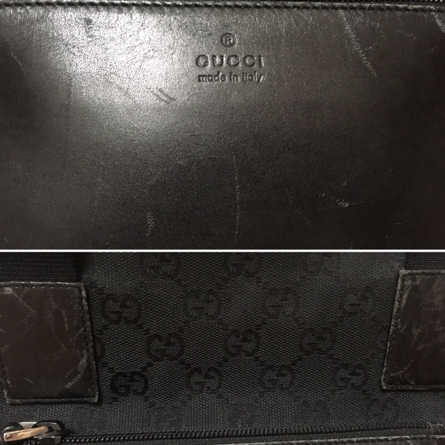 Gucci(グッチ)のグッチ 黒 GG柄 キャンバスレザー トートバッグ  レディースのバッグ(トートバッグ)の商品写真