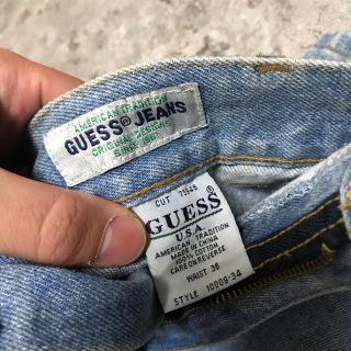 「希少 90s ビンテージ guess USA製 ルーズ ワイド バギー デニム ...