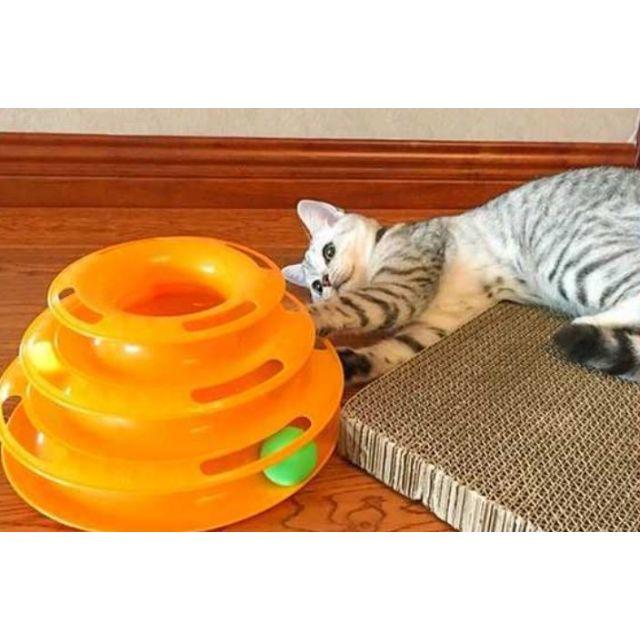 猫のくるくるタワー（オレンジ）鈴入りボール付き その他のペット用品(猫)の商品写真