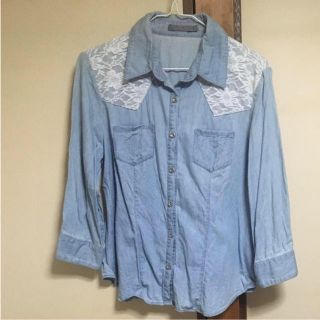 【SALE】 デニムシャツ ダンガリー レース L(シャツ/ブラウス(長袖/七分))