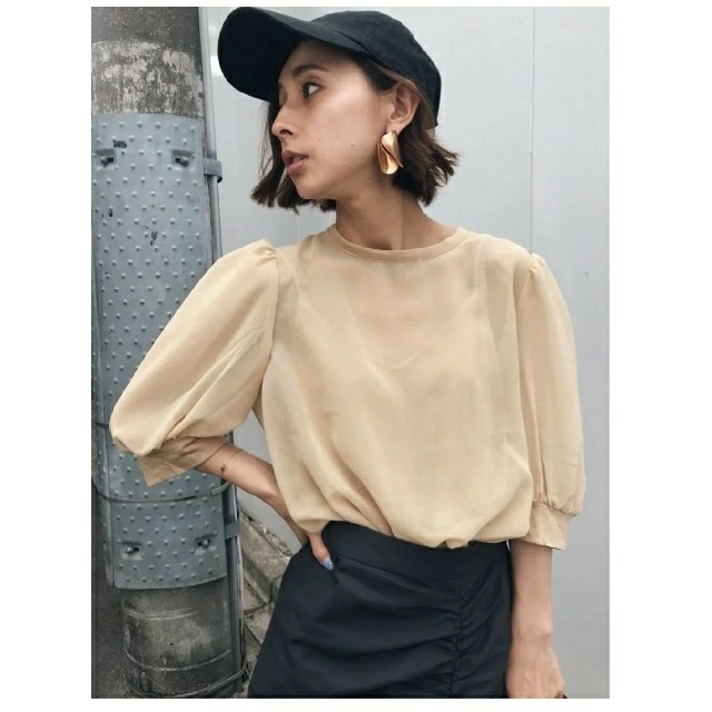 レディース【新品】AMERI / MEDI SHEER PUFF SLEEVE TOP