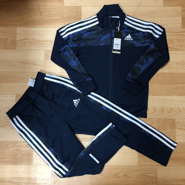 adidas(アディダス)のadidas ウインドブレーカー、カモフラ柄 ネイビー 上下 キッズ/ベビー/マタニティのキッズ服男の子用(90cm~)(その他)の商品写真