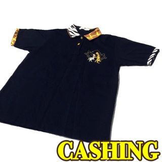 【CASHING】キャッシング ポロシャツM ゴルフウェア キリン×シマウマ(ポロシャツ)