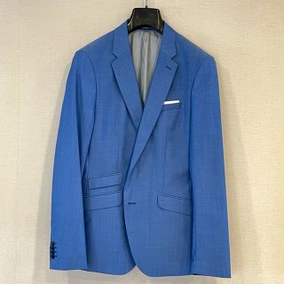 ザラ(ZARA)の未使用 ザラ 100%ウールのジャケット モヘア混 上52 光沢のある水色(テーラードジャケット)