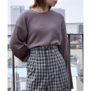 ダブルクローゼット(w closet)のw closet 刺繍入りクルーネックワッフルプルオーバー(カットソー(長袖/七分))