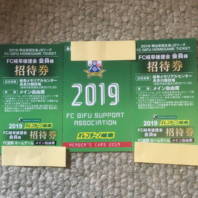 FC岐阜 後援会特典 メイン自由席一般 2019シーズン ２枚 チケットのスポーツ(サッカー)の商品写真