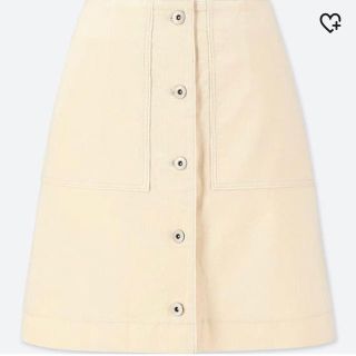 ユニクロ(UNIQLO)の❤️ユニクロ コーデュロイ スカート 白 61 ❤️(ひざ丈スカート)