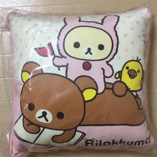 リラックマ (Rilakkuma) フェイクレザー クッション（ピンク）(キャラクターグッズ)