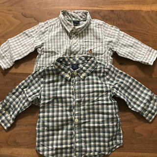 ベビーギャップ(babyGAP)の専用    チェックシャツ  80  グレーのみ(シャツ/カットソー)