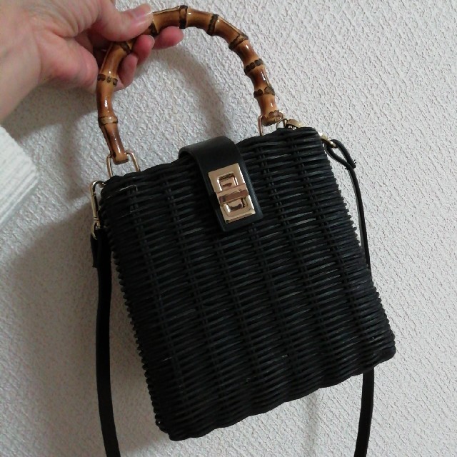 ZARA - ZARA カゴバッグ バンブー 黒の通販 by k☆k's shop ZARA - ZARA カゴバッグ バンブー 黒の通販 by k☆k's shop