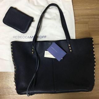 レベッカミンコフ(Rebecca Minkoff)のレベッカミンコフ スタッズ付レザートートバッグ ネイビー(トートバッグ)