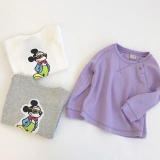 プティマイン(petit main)のミッキー  パープル 90(Tシャツ/カットソー)