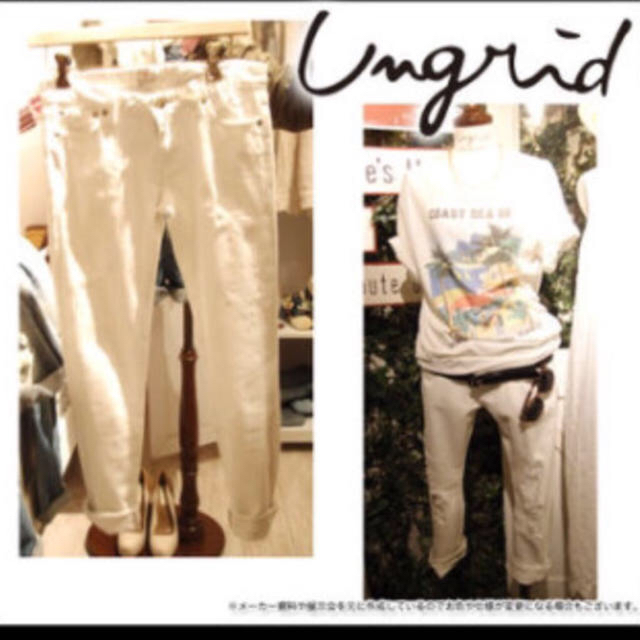 Ungrid(アングリッド)のアングリッド♡ダメージデニム ホワイト レディースのパンツ(デニム/ジーンズ)の商品写真