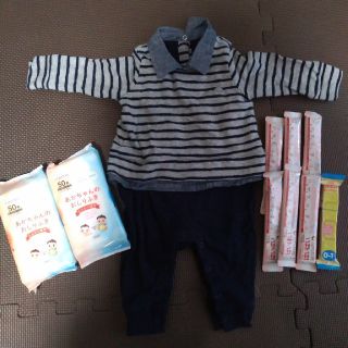 ベビーギャップ(babyGAP)の【ほぼ未使用】ベビーギャップ男の子ロンパース おまけ付き(ロンパース)