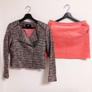 エイチアンドエム(H&M)の美品★H&M エイチ＆エム ラメツイードジャケット＆スカート セットアップスーツ(セット/コーデ)