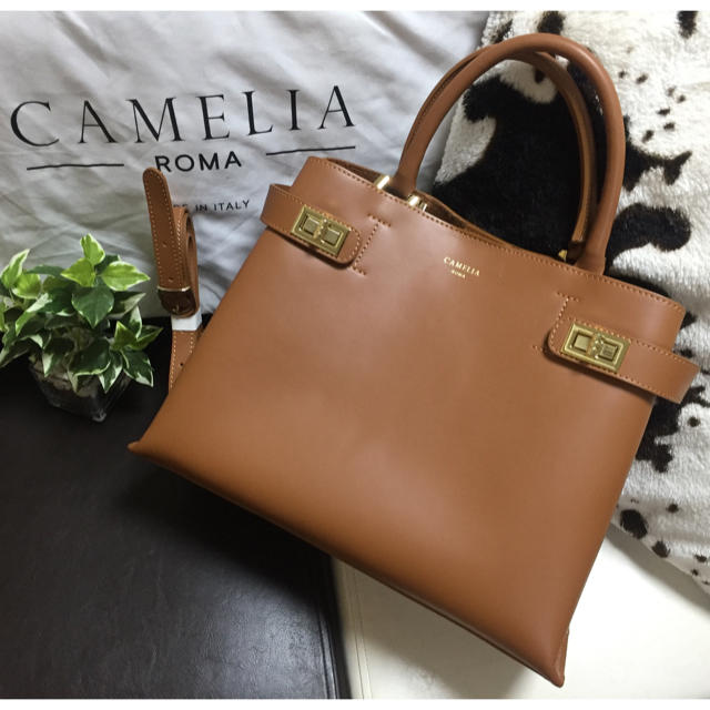 BARNEYS NEW YORK(バーニーズニューヨーク)のCAMELIA ROMA/カメリアローマ レザートートバッグ キャメル レディースのバッグ(ハンドバッグ)の商品写真