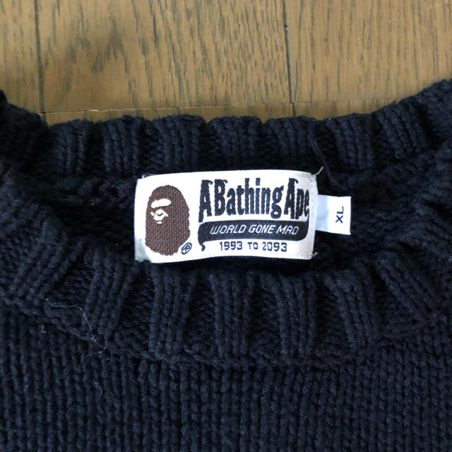 A BATHING APE(アベイシングエイプ)のAPE コットン ニット XL 黒 メンズのトップス(ニット/セーター)の商品写真